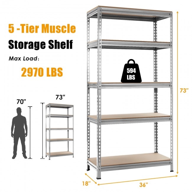 5-Tier Steel Storage Shelve For Home Office Garage