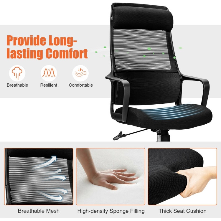 High Back Mesh Office Chair With Heating Headrest