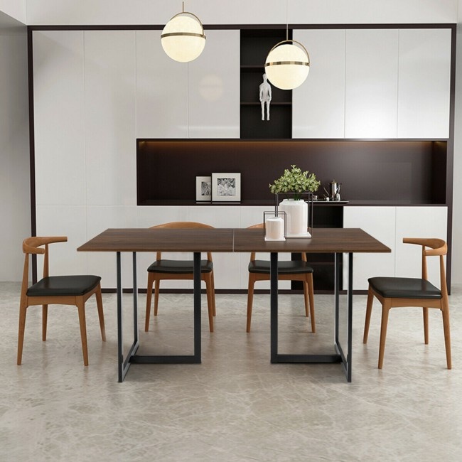 6 Person Industrial Rectangular Dining Table Style: Dark Brown Desk
