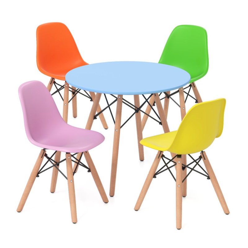 5 Pieces Kid's Colorful Set With 4 Armless Chairs