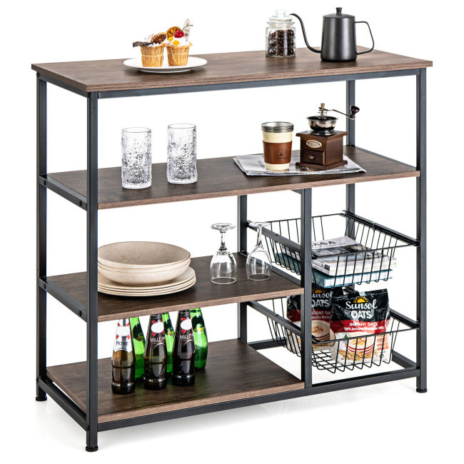 4 Tier Industrial Kitchen Baker S Rack With 2 Wire Baskets   Detail Ea7217a966d73466987c6a5a1e046017 