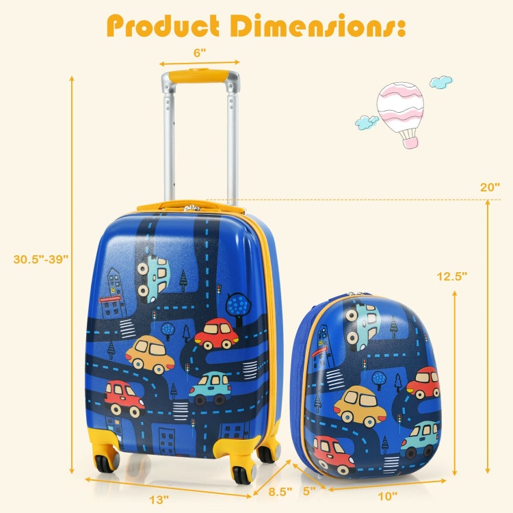 2 Pieces 12 Inch 18 Inch Kids Luggage Set With Backpack And Suitcase For Travel