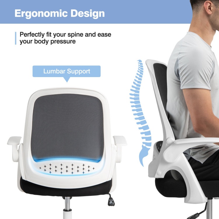 Adjustable Mesh Office Chair Rolling Computer Desk Chair With Flip-Up Armrest