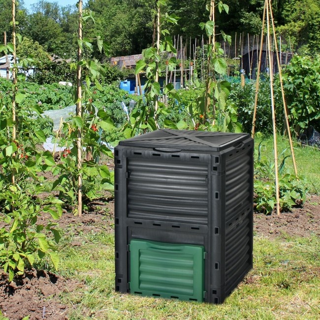 80-Gallon Outdoor Composter With Large Openable Lid And Bottom Exit Door