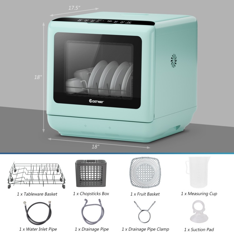 Countertop Air Drying Dishwasher With Water Tank And 5 Programs