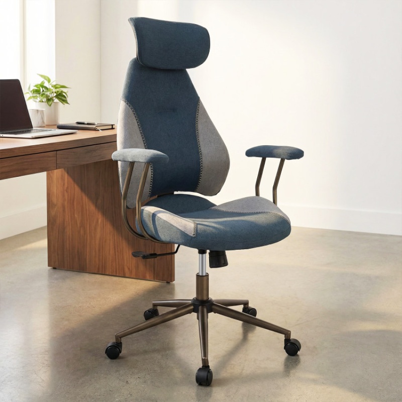Ergonomic Office Chair Computer Desk Chair With 2D Headrest And Rocking Backrest-Gray