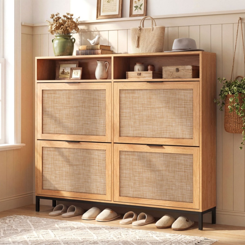 Shoe Storage Cabinet with 4 Flip Drawers