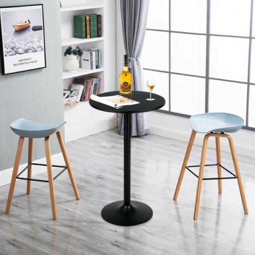 24 Inch Bistro Pub Table Round Bar Height Cocktail Table With Metal Base And Mdf Top