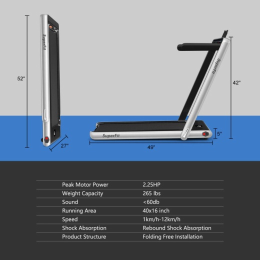 2.25 Hp 2-In-1 Folding Walking Pad Treadmill with Dual Display and App Control