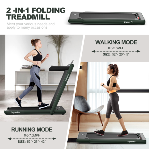 2.25 Hp 2-In-1 Folding Walking Pad Treadmill with Dual Display and App Control