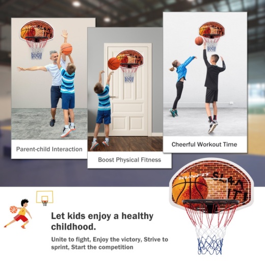 Wall Mounted Fan Backboard With Basketball Hoop And 2 Nets
