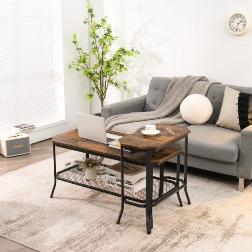 Narrow End Side Sofa Table With Rustic Tabletop