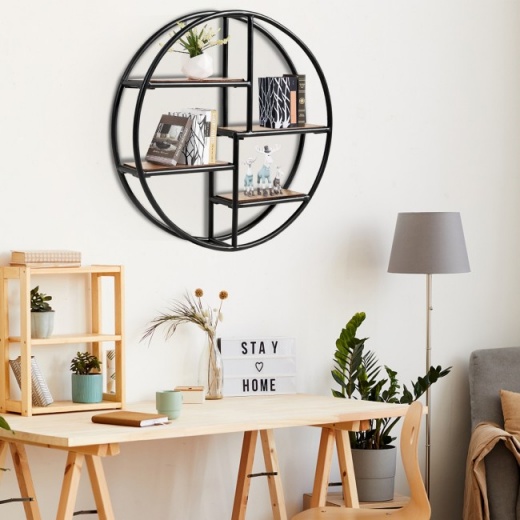 Circular Hanging Storage Shelf 4-Tier Wall-Mounted Rack
