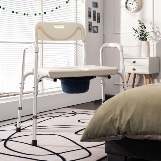 3-In-1 Bedside Commode Portable Toilet with Adjustable Height