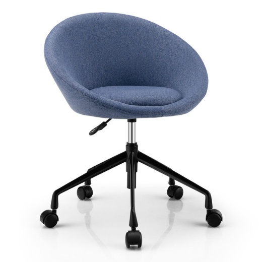 Adjustable Swivel Accent Chair Vanity Chair With Round Back-Blue