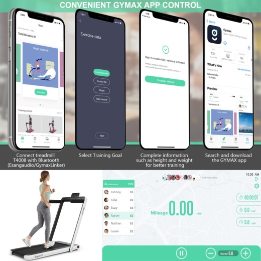 2.25 Hp 2-In-1 Folding Walking Pad Treadmill with Dual Display and App Control