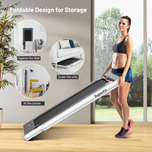 2.25 Hp 2-In-1 Folding Walking Pad Treadmill with Dual Display and App Control