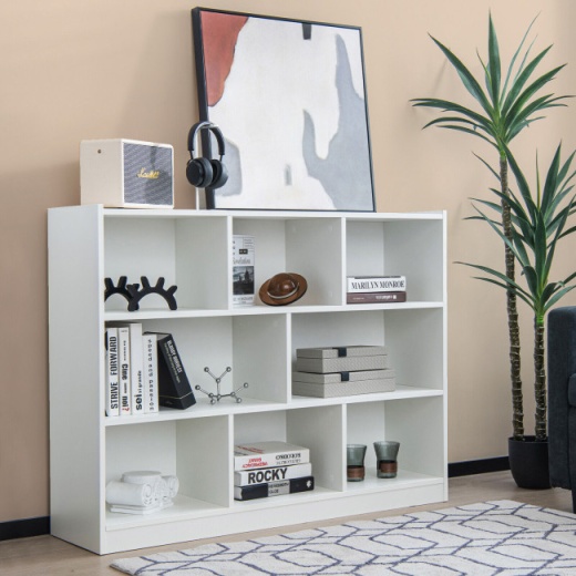 3-Tier Open Bookcase 8-Cube Floor Standing Storage Shelves Display Cabinet