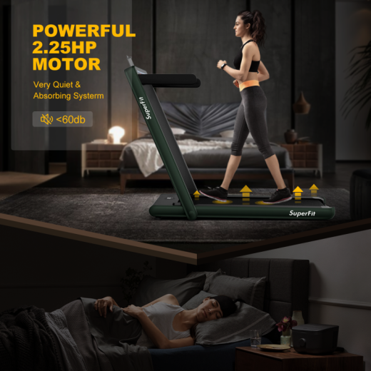 2.25 Hp 2-In-1 Folding Walking Pad Treadmill with Dual Display and App Control