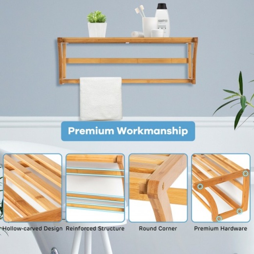 Bamboo towel discount rack wall mounted