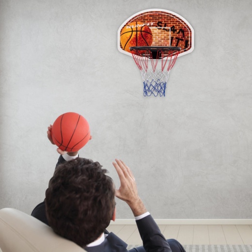 Wall Mounted Fan Backboard With Basketball Hoop And 2 Nets