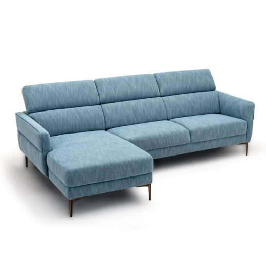 105 Inch L-Shaped Sofa Couch With 3 Adjustable Headrests-Blue
