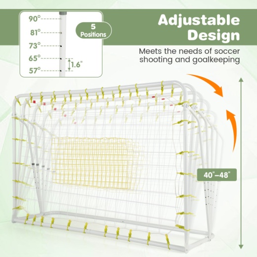 2-In-1 Kids Soccer Rebounder And Soccer Goal With Adjustable Height