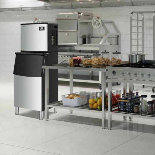 353Lbs/24H Split Commercial Ice Maker With 198 Lbs Storage Bin