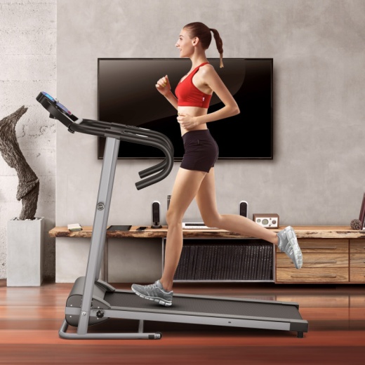Electric Foldable Treadmill With Lcd Display And Heart Rate Sensor