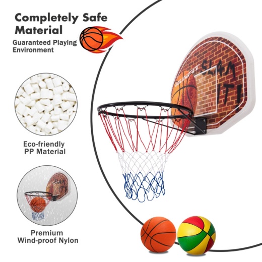 Wall Mounted Fan Backboard With Basketball Hoop And 2 Nets