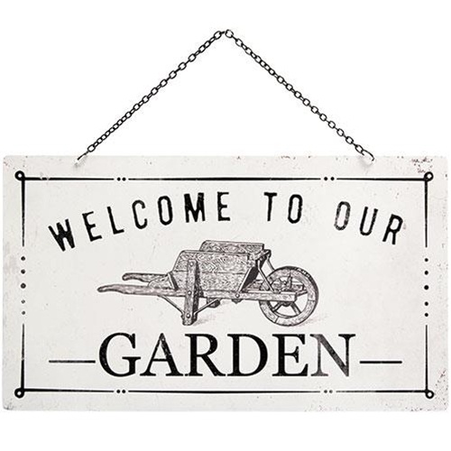 Welcome To Our Garden Metal Hanging Sign