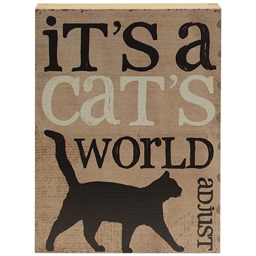 Cat's World Box Sign, 4 Asstd
