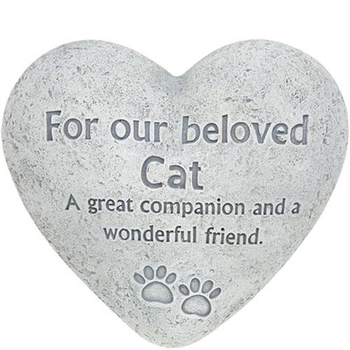 Beloved Cat Cement Heart Memorial