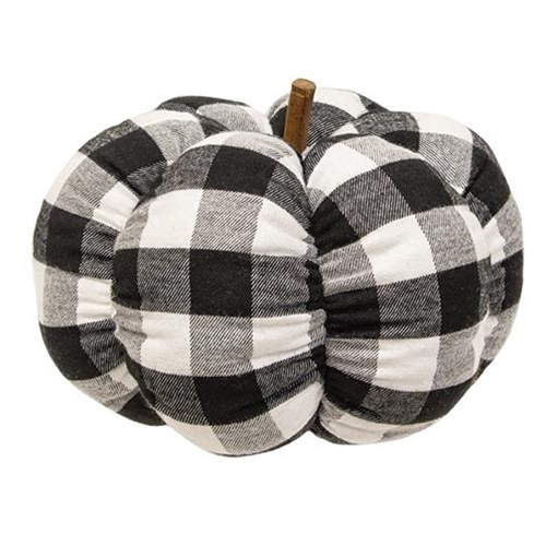 Black & White Buffalo Check Stuffed Pumpkin, 8"