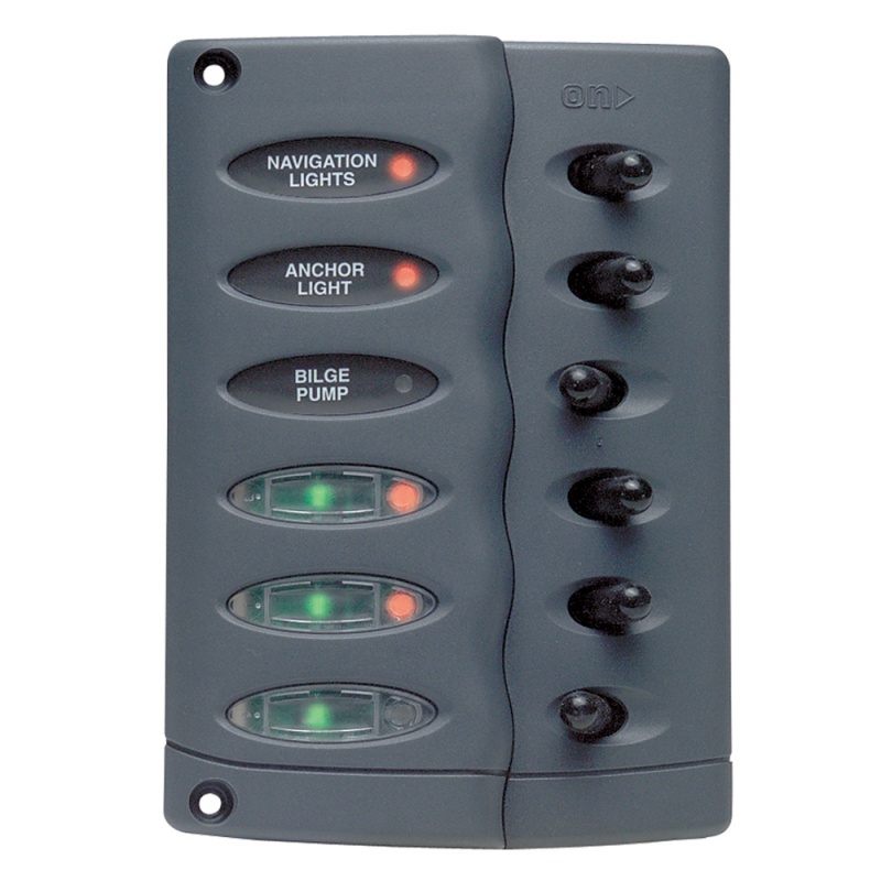 Bep Contour Switch Panel - Waterproof 6 Way W/Fuse Holder