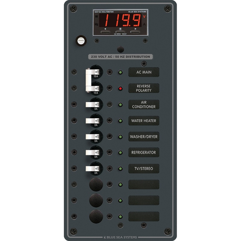 Blue Sea 8506 Breaker Panel - Ac Main + 8 Positios (European) - White