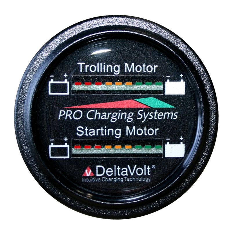 Dual Pro Battery Fuel Gauge - Marine Dual Read Battery Monitor - 12V/24V System - 15' Battery Cable