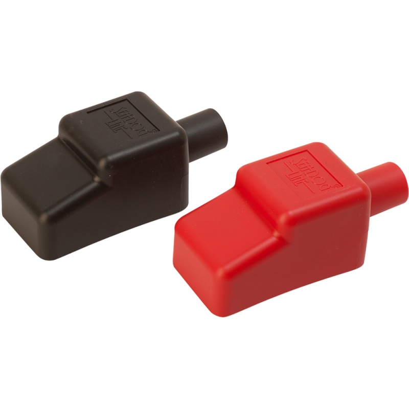 Sea-Dog Battery Terminal Covers - Red/Back - 1/2"