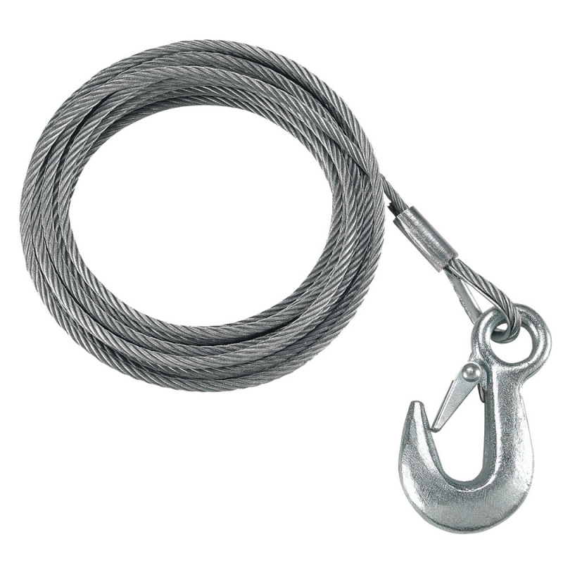 Fulton 7/32" X 50' Galvanized Winch Cable And Hook - 5,600 Lbs. Breaking Strength
