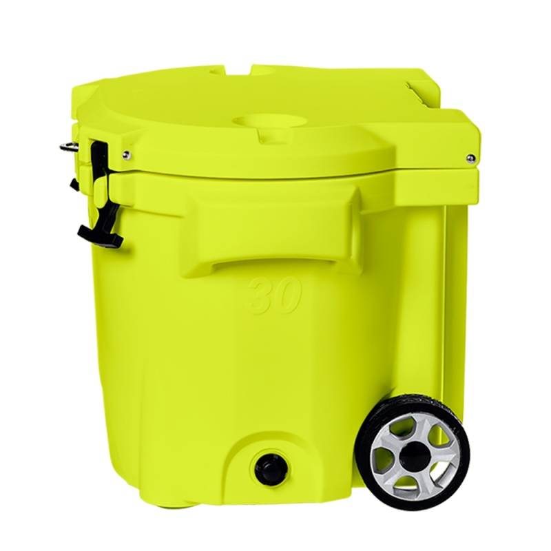Laka Coolers 30 Qt Cooler W/Telescoping Handle & Wheels - Yellow