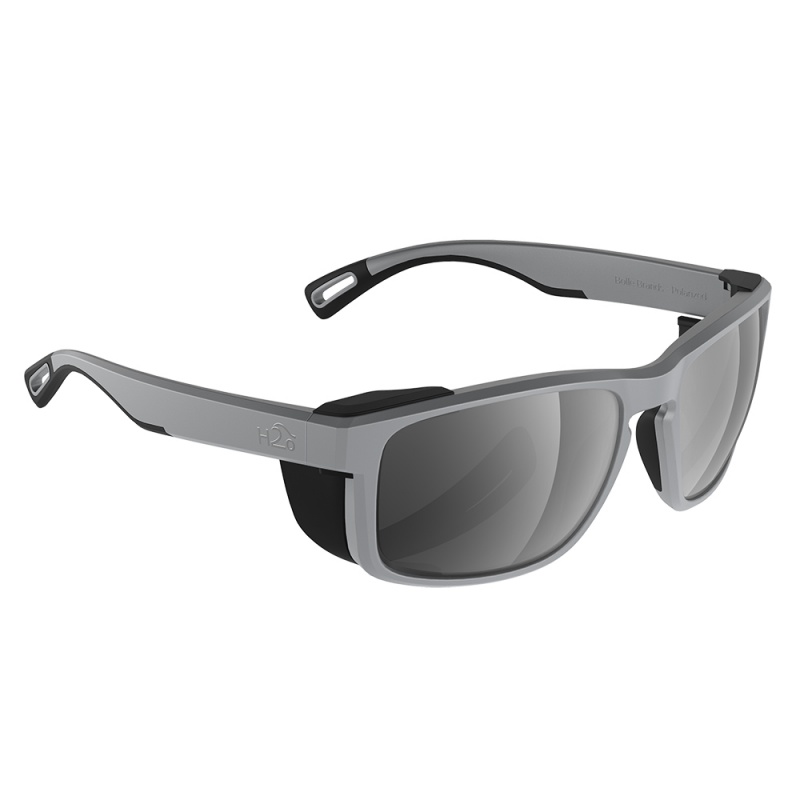 H2optix Reef Sunglasses Matt Grey, Grey Silver Flash Mirror Lens Cat.3 - Antisalt Coating W/Floatable Cord