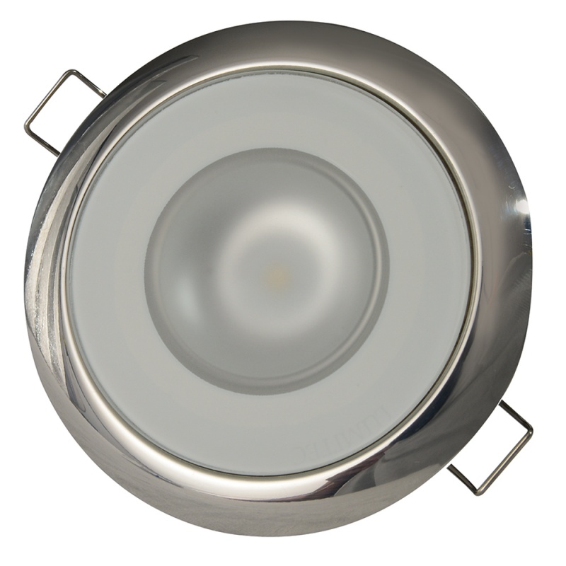 Lumitec Mirage - Flush Mount Down Light - Glass Finish/Polished Ss Bezel - 3-Color Red/Blue Non-Dimming W/White Dimming