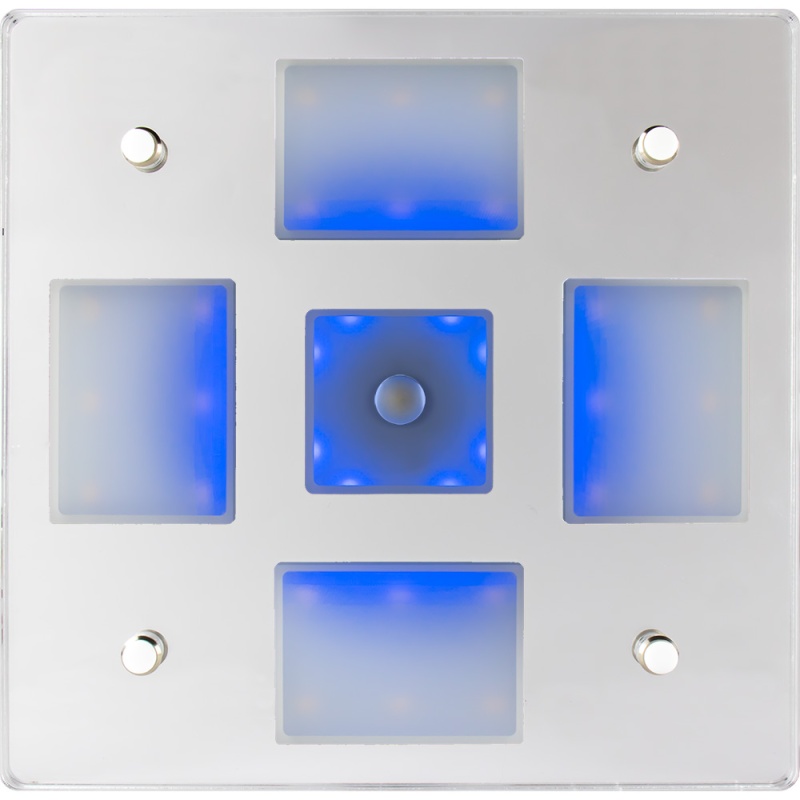 Sea-Dog Square Led Mirror Light W/On/Off Dimmer - White & Blue
