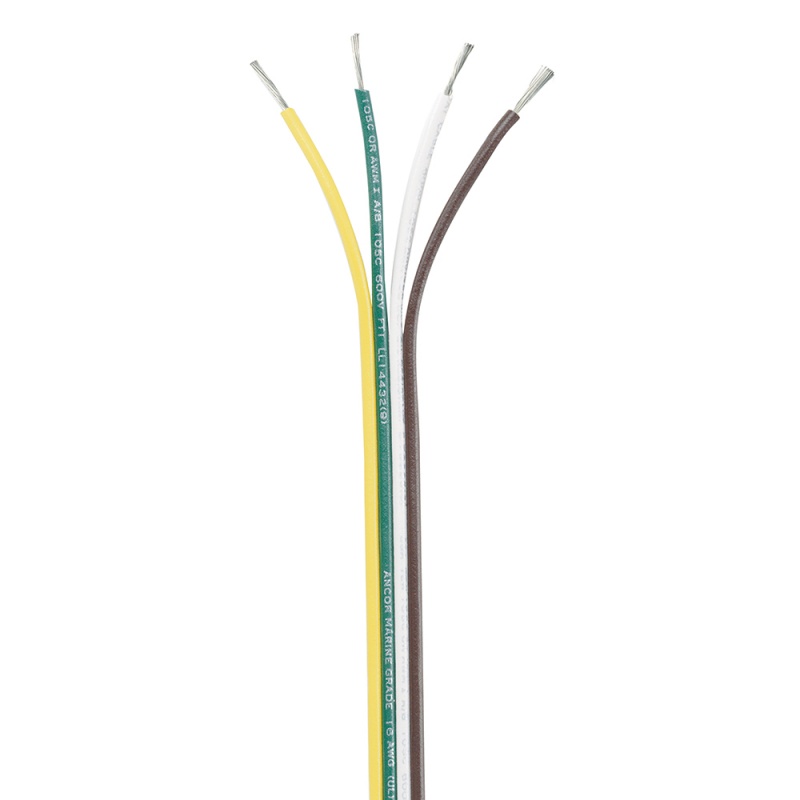 Ancor Ribbon Bonded Cable - 16/4 Awg - Brown/Green/White/Yellow - Flat - 250'