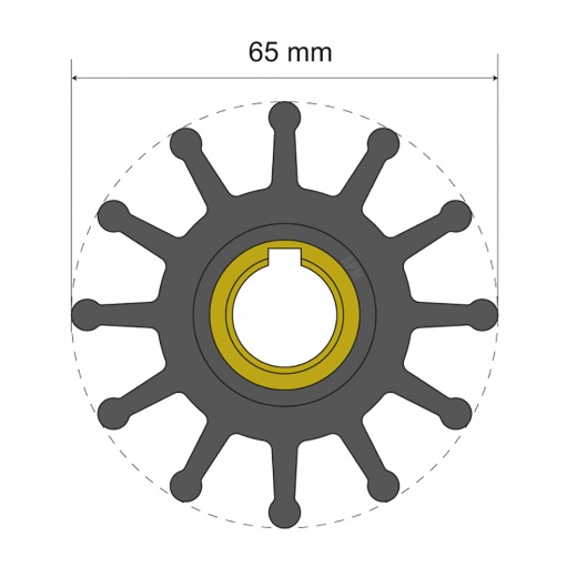 Albin Group Premium Impeller Kit 65 X 15.8 X 51Mm - 12 Blade - Key Insert