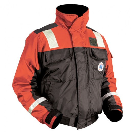 Mustang Classic Flotation Bomber Jacket W/Reflective Tape - Orange/Black - Large
