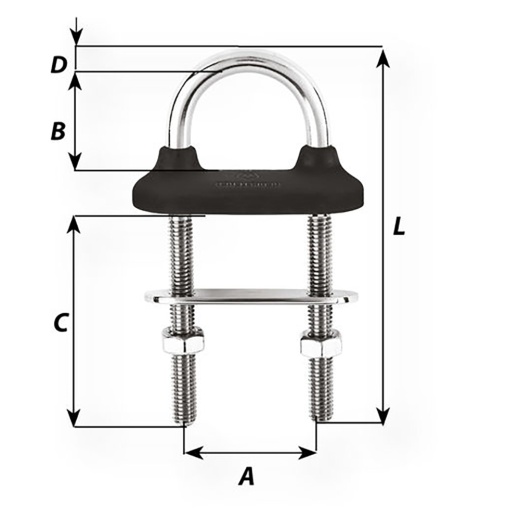 Wichard Black Watertight U-Bolt - 10Mm Diameter - 25/64" - 110Mm Length - 4-21/64"