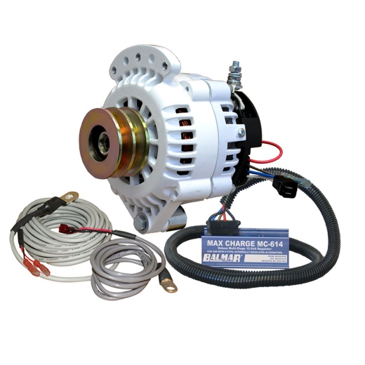 Balmar Alternator 120 Amp 12V 1-2" Single Foot Spindle Mount Dual Vee Pulley Regulator & Temp Sensor