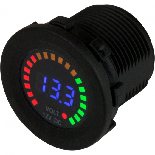 Sea-Dog Round Voltage Meter DC - 5V-15V with Rainbow Dial