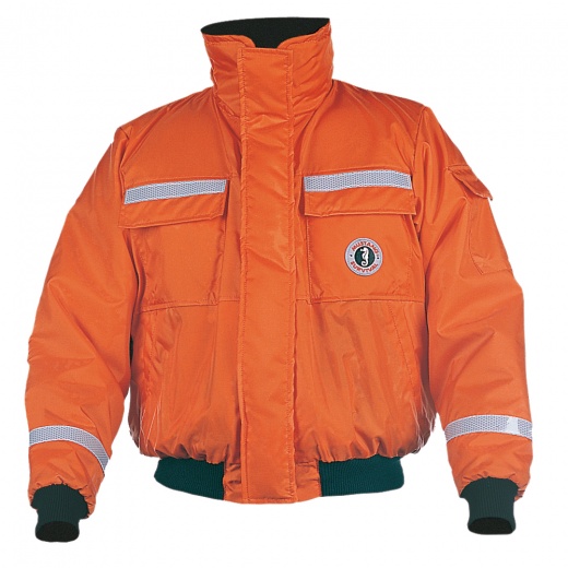 Mustang Classic Flotation Bomber Jacket with Reflective Tape - Orange - Small